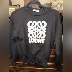 Loewe Black Sweatshirt with White Anagram Embroidered Logo